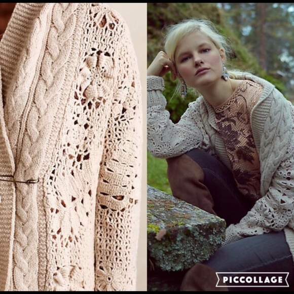 Hand-knit Star Stitched Cardigan, S, NWT - Picture 2 of 4